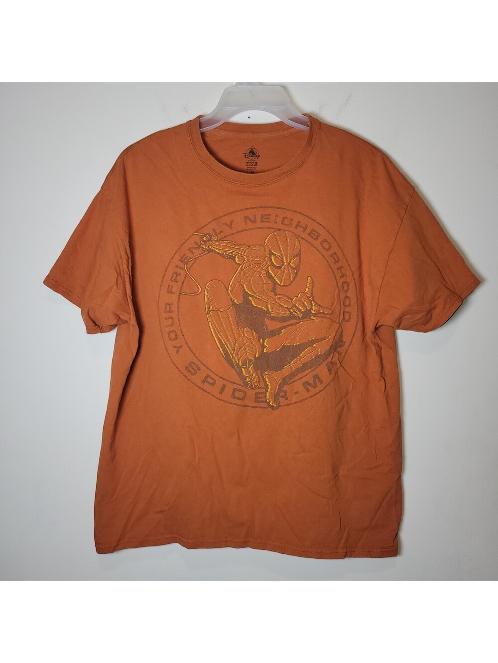 Disney Parks Marvel Spider-Man Your Friendly Neighborhood Shirt Men's XL Orange